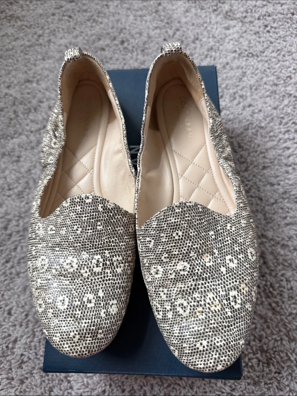 Cole Haan Neutral Snake-Print Slip-On Flats